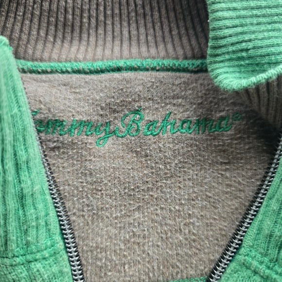 Tommy Bahama Quarter Zip Sweater Green Cotton Men's XXL Pullover Comfort Casual - Picture 9 of 12